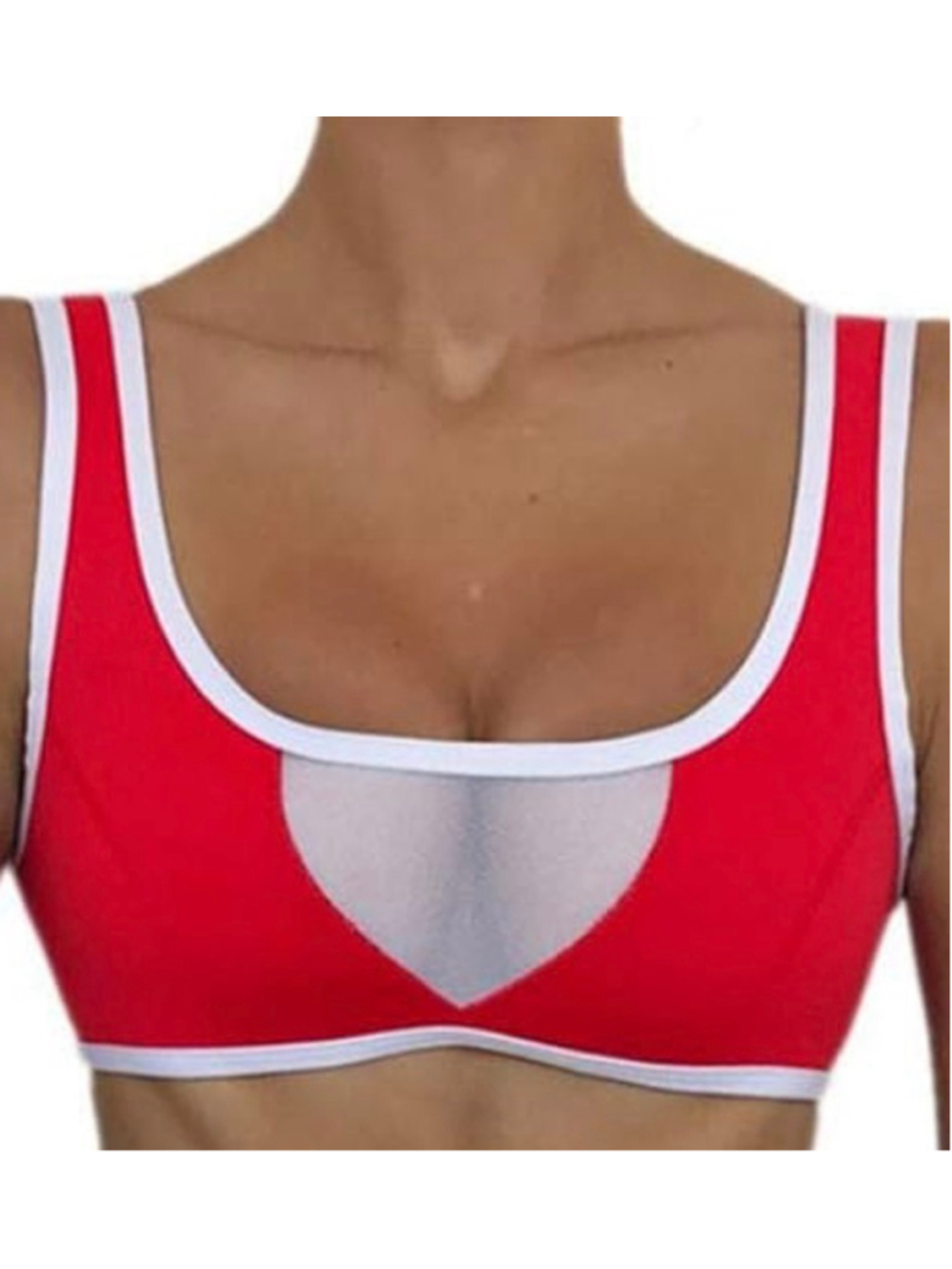 HOAKA SWIMWEAR Red White Bikini Top Size Medium Mesh Summer Sports Bra